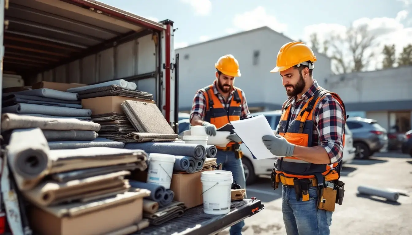 WeCoat contractor bringing supplies to a roofing project