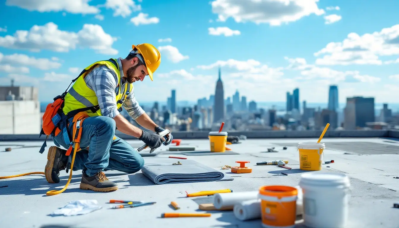 WeCoat contractor repairing a commercial roof