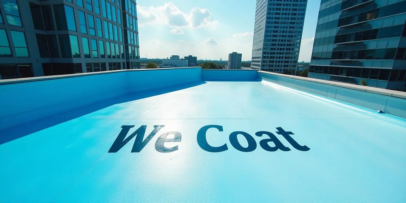 Commercial roof with WeCoat branding