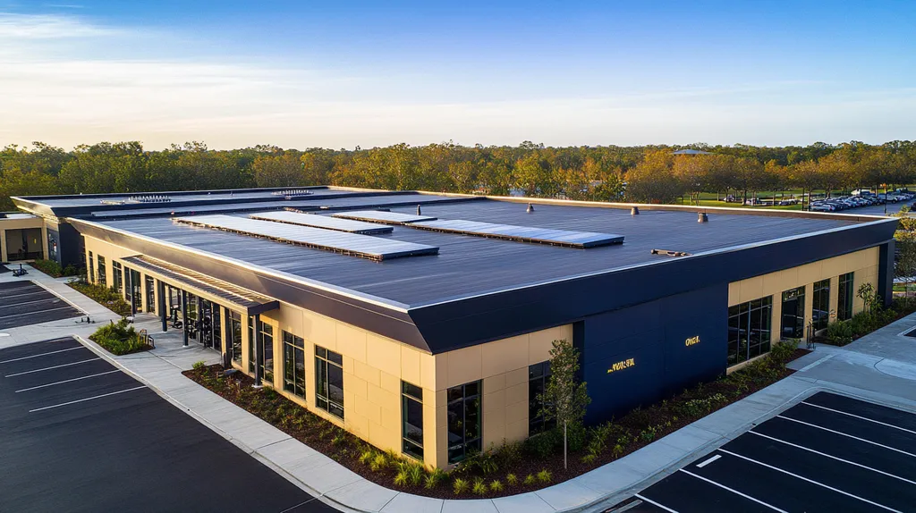 commercial-roof-fitness-gym-Orlando-illuminated-nightscape-49fb4295-07ca-43b5-840d-7c1252c29b31-We-Coat_result.webp A commercial roof on a fitness gym in a location similar to Orlando with an illuminated nightscape aesthetic (AI image)