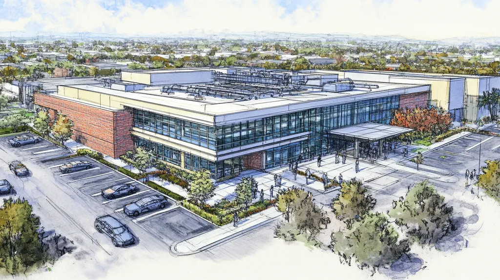 A commercial roof on a research laboratory in a location similar to Newport Beach with a charcoal sketch aesthetic (AI image)