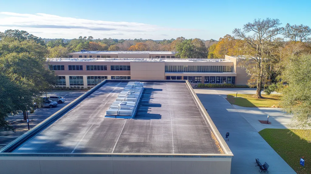 commercial-roof-research-laboratory-Savannah-cross-processed-look-9571084c-77a7-4421-a843-ecbe976ed9e3-We-Coat_result.webp A commercial roof on a research laboratory in a location similar to Savannah with a cross-processed look aesthetic (AI image)