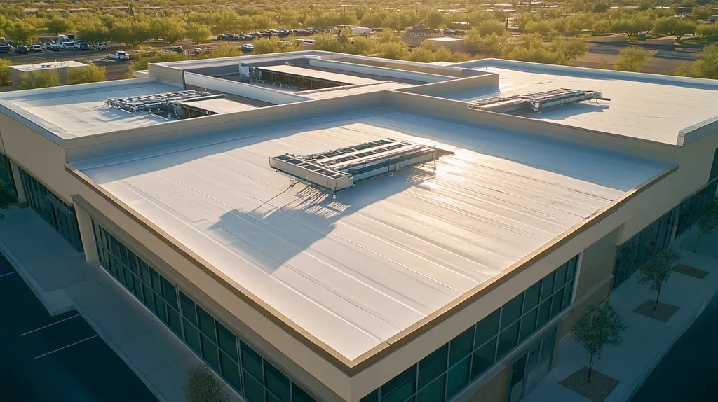 A commercial roof on a research laboratory in a location similar to Scottsdale with an architectural photography aesthetic (AI image)