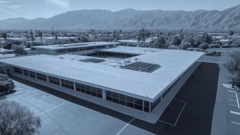 A commercial roof on a property in a location similar to c2c7fc85-a911-4257-a301-b3fac829193b with a result aesthetic (AI image)